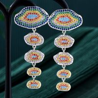 GODKI 65mm New indian Lotus Leaf Flower Earring For Women Wedding Party Indian Dubai Bridal Jewelry boucle doreille femme Gift