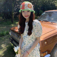 Southeast Asia garden summer sweet fisherman hat 2022INS contrast knit breathable and refreshing sunshade sunscreen cap