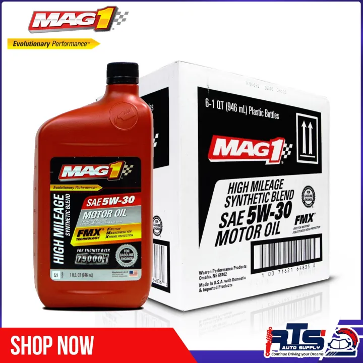 MAG 1 5W30 High Mileage API SN Certified Synthetic Blend Gasoline ...