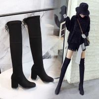 CODwumei04 Long boots Womens over-the-knee boots thick heels skinny boots high-heeled boots slim elastic boots长靴女过膝靴粗跟瘦瘦靴高跟长筒靴显瘦弹力靴