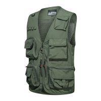 【LZ】✠▼►  Masculino Casual Mesh Tactical Vest Casaco de Descarga Verão Fotógrafo Colete Jaqueta Sem Mangas Trabalho Ferramentas Pocket Vest M-4XL