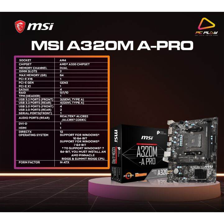 MSI A320M APRO MOTHERBOARD Lazada PH