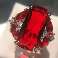 Luxury 6 ct Big Red square Cut Shining AAA Zircon Ring with large CZ stones Ring for Women Jewelry Rings Valentines Day