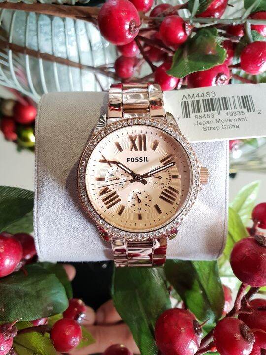 Fossil Cecile White Dial White Leather Strap Watch for Women - AM4484