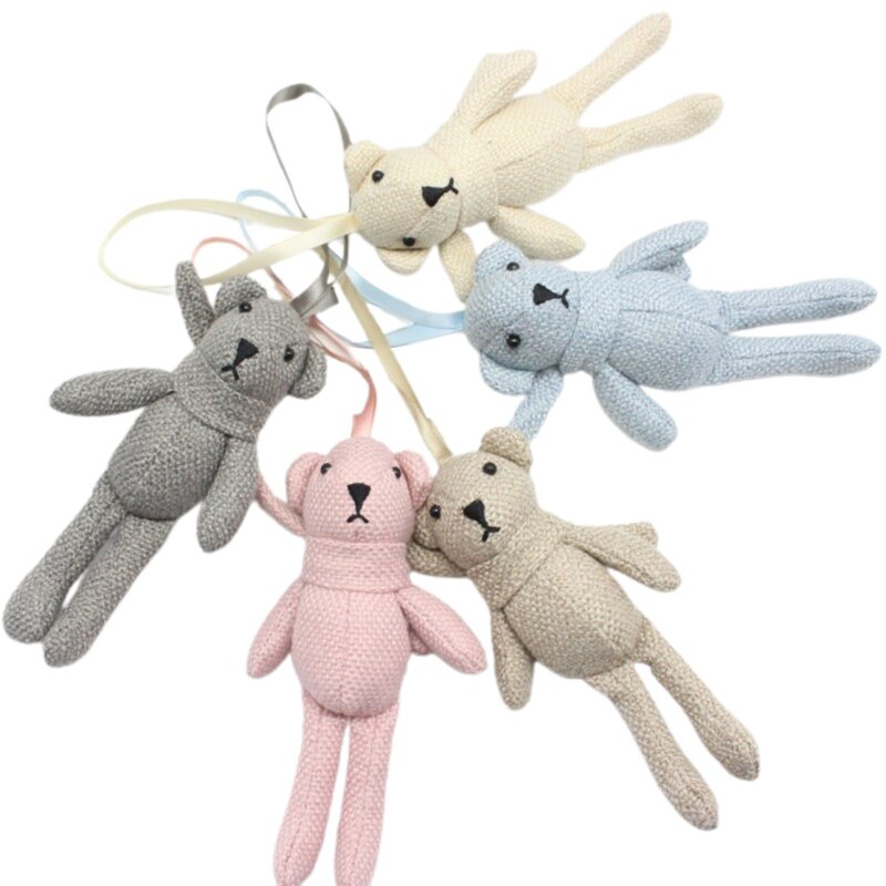 5Pcs 3.0cm Lovely Mini Joint Bear Plush Weddings Box Toys Dolls Garment Decor SK 