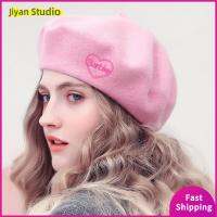 JIYAN2866 บางและบาง หมวกเบเร่ต์ตุ๊กตาบาร์บี้ ระบายอากาศได้ระบายอากาศ สีทึบทึบ หัวใจหวานแหววว ของใหม่ ผ้าขนสัตว์ขนแกะ หมวกบังแดด กิจกรรมกลางแจ้งกลางแจ้ง