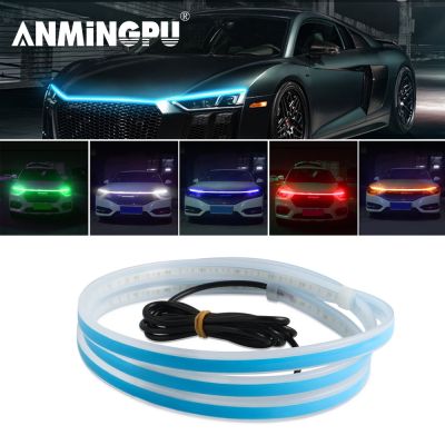 ANMINGPU Led Car Hood Light Strip Turn Signal Warning lamp Auto Upgrade Cuttable Decorative Light 12v Car Daytime Running Lights