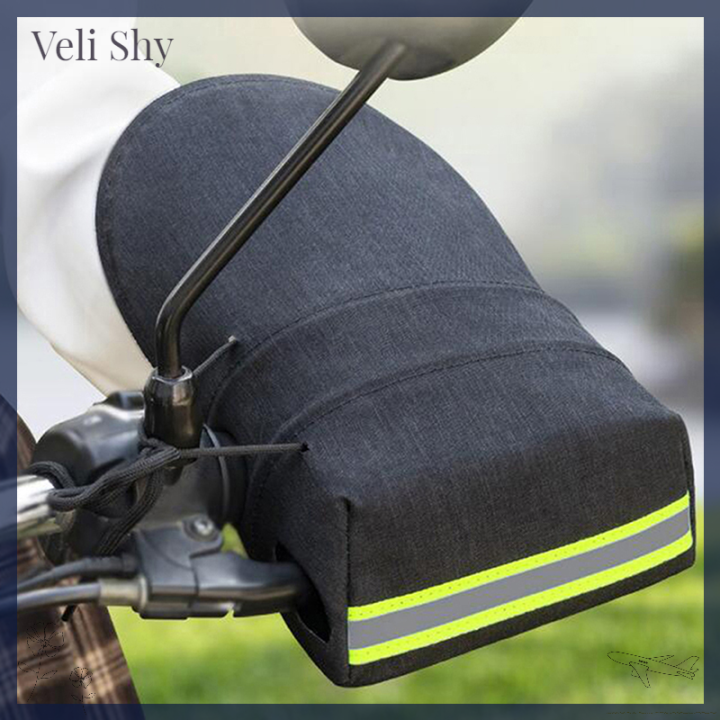 veli-shy-ที่ครอบมือจับรถจักรยานยนต์ถุงมือกันน้ำขนฟู-pu-3d-โปร่งสำหรับฤดูหนาว