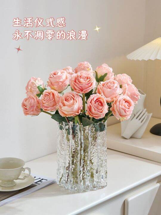 Rose artificial flower plastic fake flower living room decoration floral arrangement table