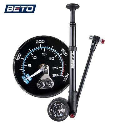 BETO 400psi High Pressure Suspension Fork Pump Shock Air Cycling Inflator for MTB Road Bike Bicycle Hand Pump with Gauge