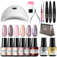 ROSALIND Nail Gel Manicure Set Lamp Gel Tools Kits For Nails Art UV Lamp Semi Permanent Nail Gel Polish Set With Base Top Coat