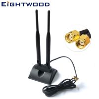 Eightwood 2.4GHz 5GHz Dual Band Omni Aerial Antenna with 2 RP-SMA Male for Wireless Network Router Hotspot WiFi Signal Booster