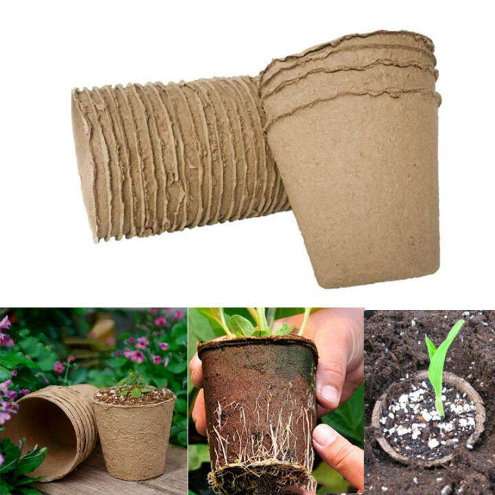 Nursery Cup growing Pot Tray Planter Paper Grow Pot Plant Starter ...