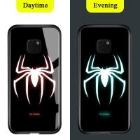 Hontinga Luminous Marvel Avengers Tempered Glass Back Case For Huawei Mate 20 Pro Case Luxury Fashion Shockproof TPU Protective Night Shine Casing Cov