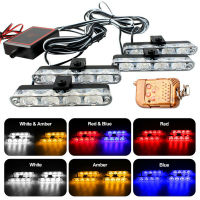 4 In 1รถ16 LED สีแดง/สีเหลืองอำพัน/สีฟ้า Strobe Flash Light Dash ไฟเตือนฉุกเฉิน