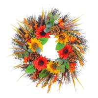 Sunflower Wreaths for Front Door Outside Summer Wreath Wall Decor Artificial Wreaths Decorative Non Fading Rustic Floral Wreath for Window Fireplace Front Door in style