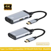 ☸☄۩ Mini DP Rj45 Adapter 4K 60HZ Type-C Video Converter with PD 100W To HDMI-Compatible VGA DP for MacBook Air Pro Switch