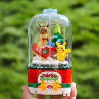 Pokémon Music Box K20211 Christmas Series Assembled Building Blocks Christmas Music Box Romantic Lighting Christmas Gift toy