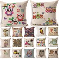 【LZ】 45x45 cm Colorful Cute Owl Pattern Cotton Linen Throw Pillow Cushion Cover Car Home Sofa Decorative Pillowcase 40242