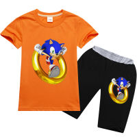 Sonic The Hedgehog ชายหญิงเสื้อยืดกางเกงขาสั้นชุดแขนสั้น Tees กางเกงการ์ตูน2ชิ้นชุดฤดูร้อนใหม่ผ้าฝ้ายนุ่มเสื้อผ้าเด็ก RT1288