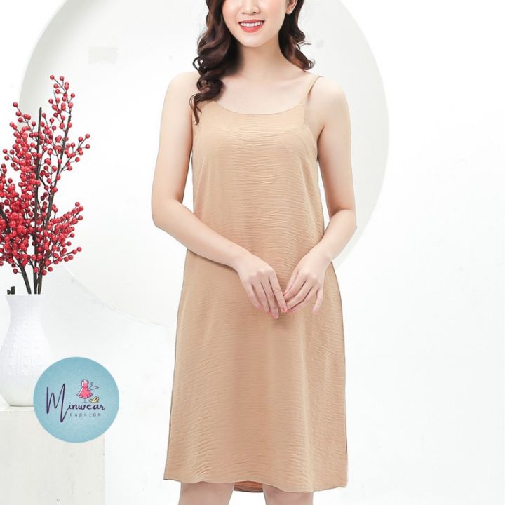 Váy ngủ 2 dây đầm ngủ dáng suông chất lụa satin cao cấp mềm mịn thoáng mát