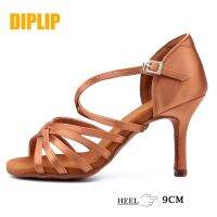 DIPLIP รองเท้าเต้นด้านล่างที่อ่อนนุ่มแทงโก้ผู้หญิง,รองเท้าลีลาศรองเท้าเต้นผู้หญิงลาตินรองเท้าเต้นรำแบบมีส้นสูง8.5ซม.