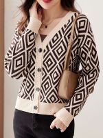 ▧♟◊ New 2023 Cardigans Woman Buttons Knitwears Korean Fashion Sleeve Top Sweaters Jerseys