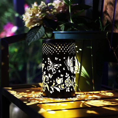 Waterproof Solar LED Shower Light Watering Wrought Iron Hollow CanLamp Sprinkles Fairy Light String Garden Yard Lawn Art Decor
