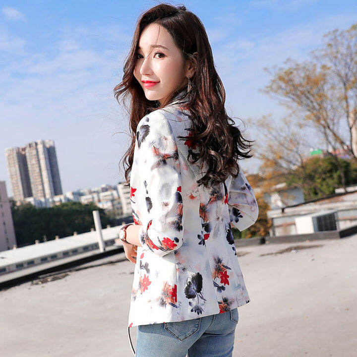 เสื้อโค้ทผู้หญิงแบบบางมีลายใหม่-เสื้อโค้ทลำลองสไตล์เกาหลีเข้าได้กับทุกชุดเสื้อโค้ทสั้นสำหรับผู้หญิง