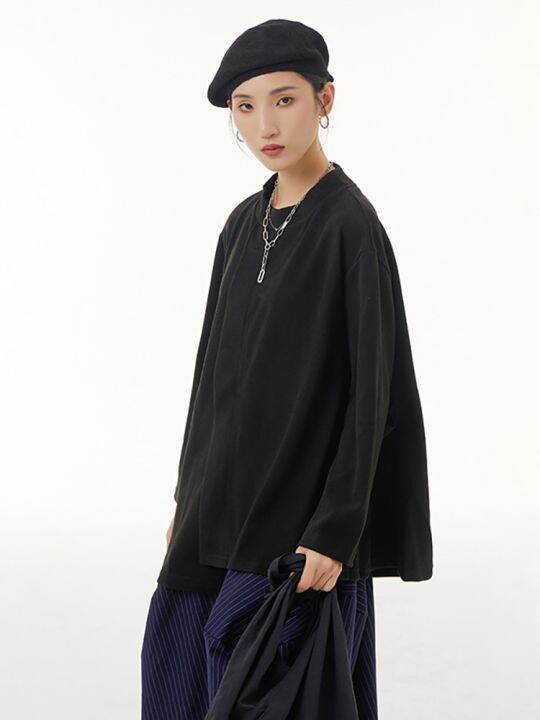 xitao-t-shirt-fashion-casual-irregular-long-sleeve-women-top