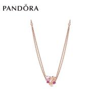 Pandoraˉ Romantic Peach Series Pandoraˉ Rose Necklace 388101NCC Fashion Jewelry Female Clavicle Chain Women Jewelry Pandoraˉ necklace