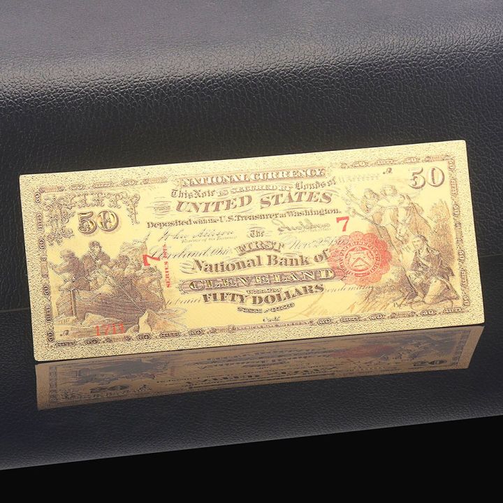 ธนบัตรอเมริกันที่มีเอกลักษณ์เฉพาะสีสัน-usd-999-50ดอลลาร์ฟอยล์สีทอง1875ปีธนบัตรทองคำใหม่สำหรับคอลเลกชันตกแต่งบ้าน