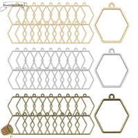 MAOLU500233906 100Pcs 2728mm ช่องว่างของจี้ กรอบหกเหลี่ยมกรอบ สังกะสีชุบสังกะสี โลหะผสมอัลลอยด์ ช่องว่างของจี้ เป็นรูกลวง กรอบหกเหลี่ยมกรอบ เป็นรูกลวง ดีไอวาย