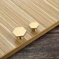 【YD】 1Pcs Gold Color Hexagon Handles Zinc Alloy Hole Drawer Pulls Cupboard Door Handle Knob