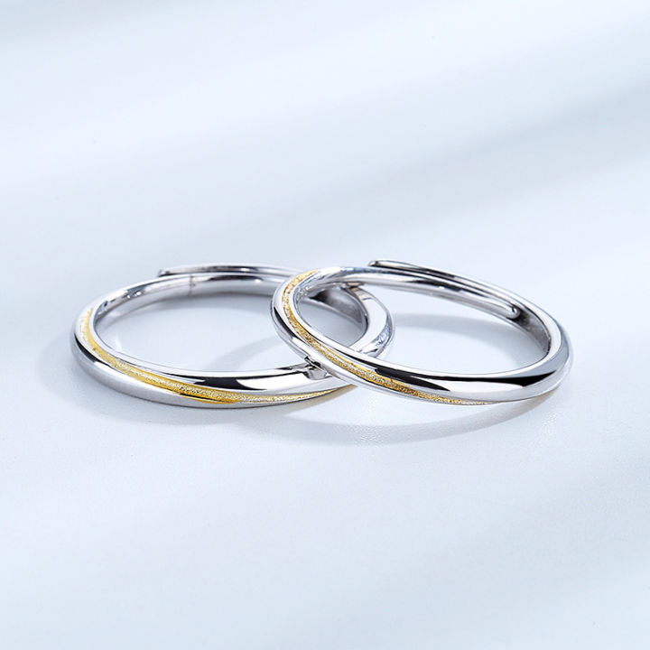 cod-s925-เงินทอง-mobius-แหวนคู่หนึ่งคู่ของแหวนปรับแหวนของผู้ชายและผู้หญิงเล็กๆน้อยๆออกแบบวันวาเลนไทน์