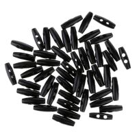 50Pcs Wood Sewing Horn Toggle Buttons Cloth Accessories 2 Holes Black Haberdashery