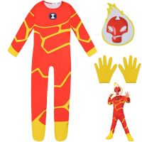 (Baixiang Flower City)   Christmasﺴ✜❈ 2022 Young Childrens Halloween Hacker Flame Velcro Suits For Cosplay Holiday Party Modelling Jumpsuits