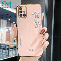 YiaMia เคสโทรศัพท์สำหรับ Samsung Galaxy A03S A03 A02S A02 A03 Core A13 A11 A31 A51 A71 M30S A04 A04E A04S A14 A24 A25 A34 A54 A81 A91 เคสโทรศัพท์แฟชั่น Rhinestone Elk Soft TPU ชุบโครเมี่ยมปกป้องโทรศัพท์กล้องอย่างหรูหรา