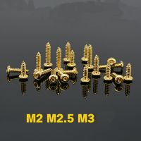 【cw】 1-20PCS Grade 8.8 M2.5 Titanium Gold Plating self tapping screw half round head hexagon socket Wrench ！