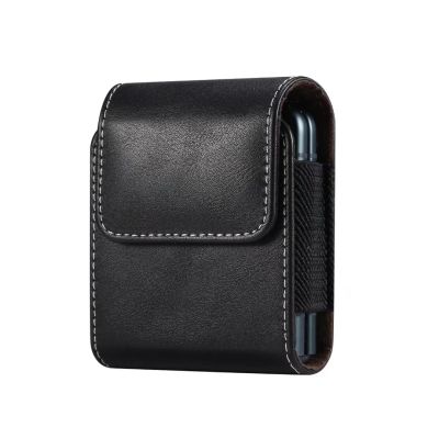 กระเป๋าคาดเอวกระเป๋าใส่โทรศัพท์ Pu สำหรับ Samsung Galaxy Z Flip 3 4คลิปหนีบเข็มขัดซองหนังสำหรับ Huawei P50กระเป๋า S Motorola Razr 5G เคส CarterFa