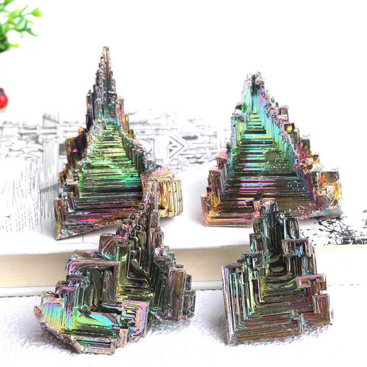 ธรรมชาติ-bismuth-tower-โลหะแร่พีระมิดหินอัญมณี-reiki-healing-stone-สมาธิคอลเลกชันหรือตกแต่งบ้านดิบคริสตัล