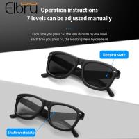 Elbru เลนส์โพลาไรซ์ LCD แว่นกันแดดแฟชั่นชายเปลี่ยนสีได้อัจฉริยะปรับได้7เลนส์สีเทรนด์แว่นตากันแดดสำหรับผู้หญิง UV400