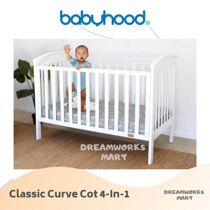 FREE ASSEMBLY Babyhood Classic Curve Cot 4 In 1 White Lazada