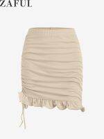 ZAFUL Womens High Rise Cinched Mini Fishtail Skirt