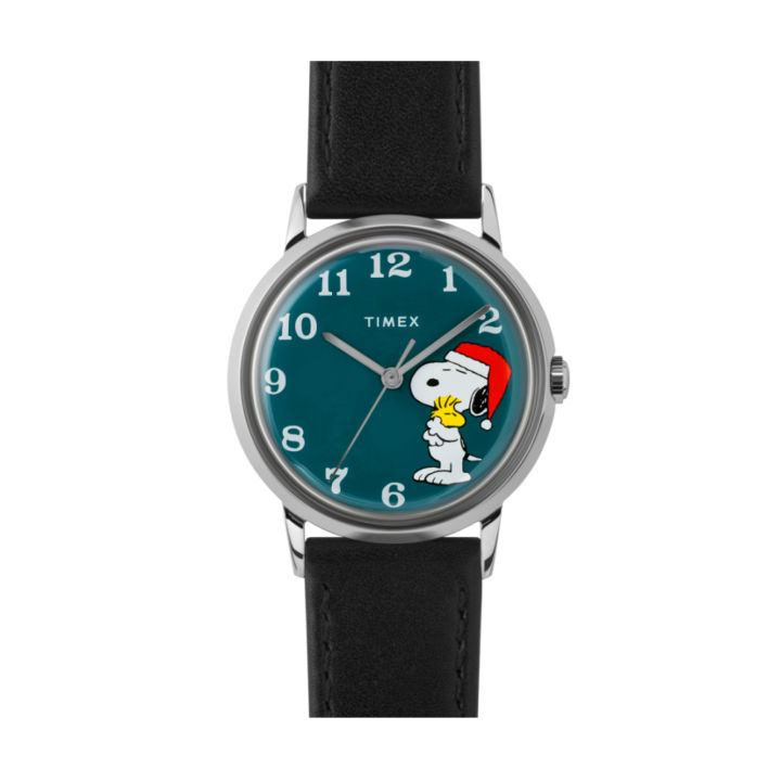 Timex Marlin® Hand-Wound x Snoopy Holiday 34mm Leather Strap Watch ...