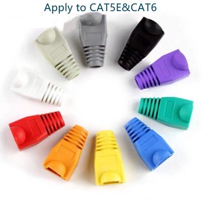 100pcs RJ45 boot PVC environmental protection color Cat5e cat6 crystal head sheath rubber plastic sleeve network cable