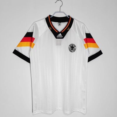 เสื้อกีฬาแขนสั้น ลายทีมชาติฟุตบอลเยอรมนี 1992 season ย้อนยุค คุณภาพสูง AAA S-XXL
