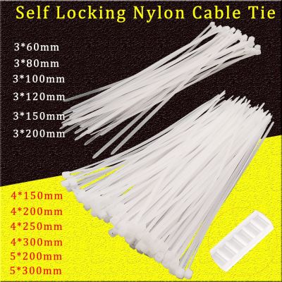 50Pcs/Lot White Plastic Nylon Self-locking CABLE ZIP TIE Set Fasten Wire Organiser Industrial Cable Wrap Strap Tie 3x60-5x300mm