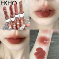 HKHO คงทนกำมะหยี่ลิปสติกเนื้อแมทห่านสีขาวแบบไม่ติดลิปเคลือบริมฝีปากแข็ง