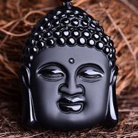 ZZOOI KYSZDL Natural obsidian scrub buddha pendant wholesale new style Shakya Muni necklace pendant jewelry gift